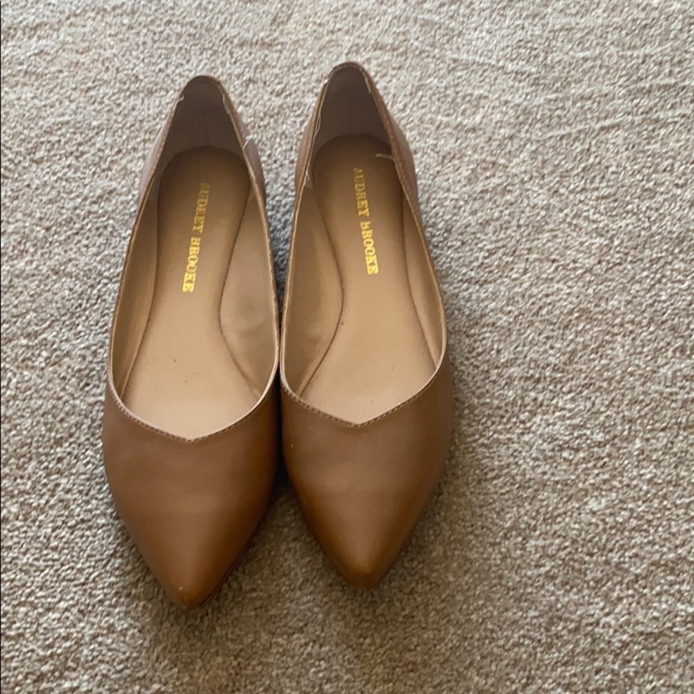 Audrey Brooke camel leather flats